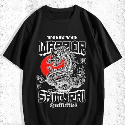 TEMU Dragon Print T Shirt, Tees For Men, Casual Short Sleeve T-shirt For Summer Image