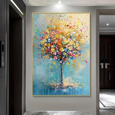 TEMU 1pc Vibrant Abstract Canvas Art Print - Frameless Modern Wall Decor For Living Room, Bedroom, Office | Colorful Abstract Landscape With And Image