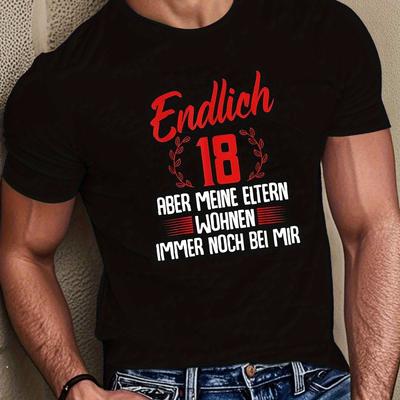 TEMU German 18th Birthday Men's Short Sleeve T-shirt Summer T-shirt Top Image