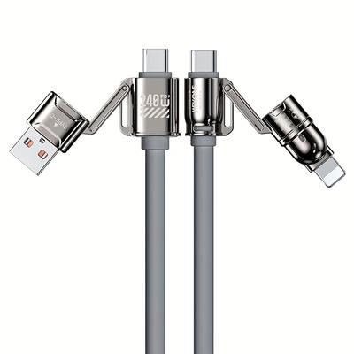 TEMU 4in 1 Usb C Cable Lightning Cable,240w Max Usb C Fast Charging,65w/27w/12w For Iphone Ipad Charger Cord With Lightning/type C/usb A For Iphone 16/15/macbook,ipad Image