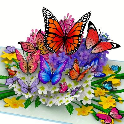 TEMU 3d Pop-up Greeting Card – Vibrant With Dancing Butterflies, Spring , Birthdays, Anniversaries, And Thank You Notes, , Or Day (anniversaries), Decorations Image