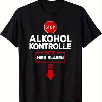 TEMU Alcohol Test Please Blow I Funny Alcohol Test T-shirt Funny Men's T-shirt, Vintage Men's T-shirt Men's Summer Casual T-shirts, Party Costumes, Carnival T-shirt Image