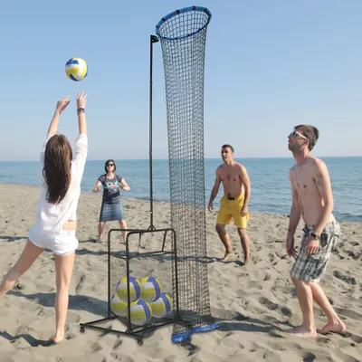 Volleyball Training Net Volleyball Setter Trainer Net Adjustable Angles and Height with Ball