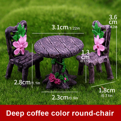 TEMU Fairy Garden Miniature Set - 3pcs Table & Chairs, Mixed Colors, Abs Resin Craft Kit For Diy Landscape Decor And Creative Gifts Image