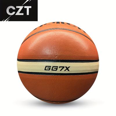 TEMU Gg7x Official Size 7/6/5 Durable Pu Basketball - Brown & Beige Textured Design For Indoor & Outdoor Play, Training, And Matches, Outdoor Basketball | Textured Surface | Basketball