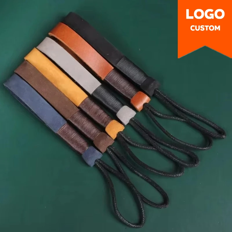 Personalisieren Sie den Schlüsselanhänger aus mattiertem Rindsleder aus echtem Leder, individuelles Logo, Vintage-Dermis-Schlüsselanhänger, Lasergravur, Auto-Schlüsselanhänger, Seil, leer Image