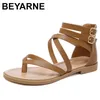 BEYARNE Sommer frauen Damen Roma Flache Kreuz Krawatte Peep Toe Sandalen Casual Schuhe chaussures femme ete livraison gratuite Nouvea