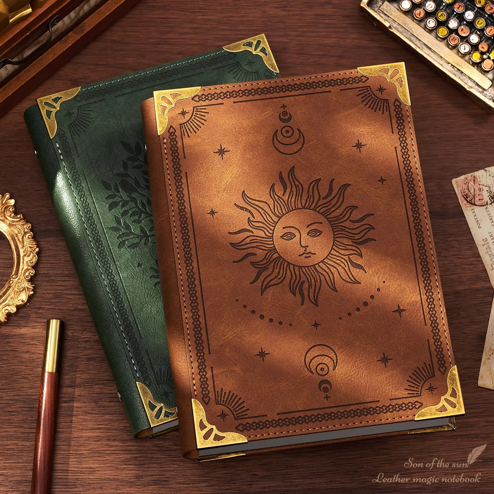 (Eye of the Sun) A5-Notizbuch aus Leder, lose Blätter, verdickter Arbeitsnotizblock, Studentenordner, Tagebuch, mit 120 Innenseiten Image