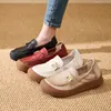 Neue echtes Rindsleder Wohnungen Damen Luxus lange Wanderschuhe Frau Vintage flache Mokassin dicke