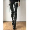 Schwarz Über Knie Hohe Crossover Strap Stiefel Plattform Modische Sexy 2025, Sommer Casual Große Größe Frau Schuhe Zapatillas Mujer