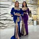 Royal Blue Moroccan Caftan Formal Evening Dresses Mermaid Long Sleeves Appliques Prom Dresses Arabic Party Dresses Customized