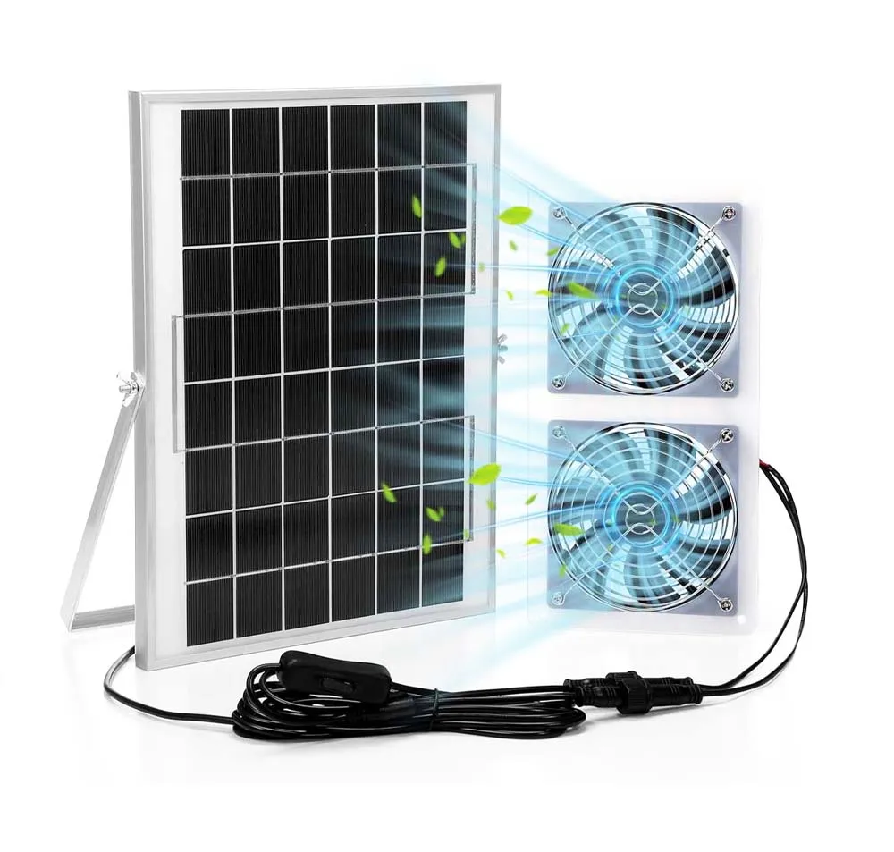 Solarbetriebener 10-W-Ventilator mit automatischer Temperaturregelung, Halterung, wasserdichter Abluftventilator für Gewächshausschuppen Image