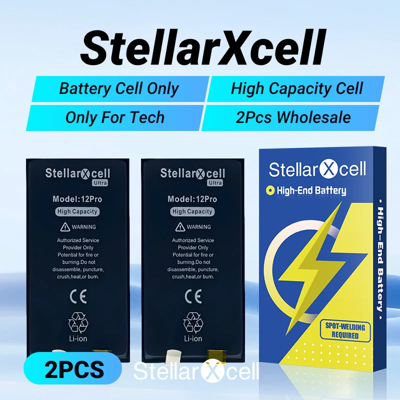 2 pezziStellarXcell senza batteria Flex ad alta capacità per iPhone X Xsmax 12 13 14 15 12 Pro Plus Minibattery per saldatura a punti