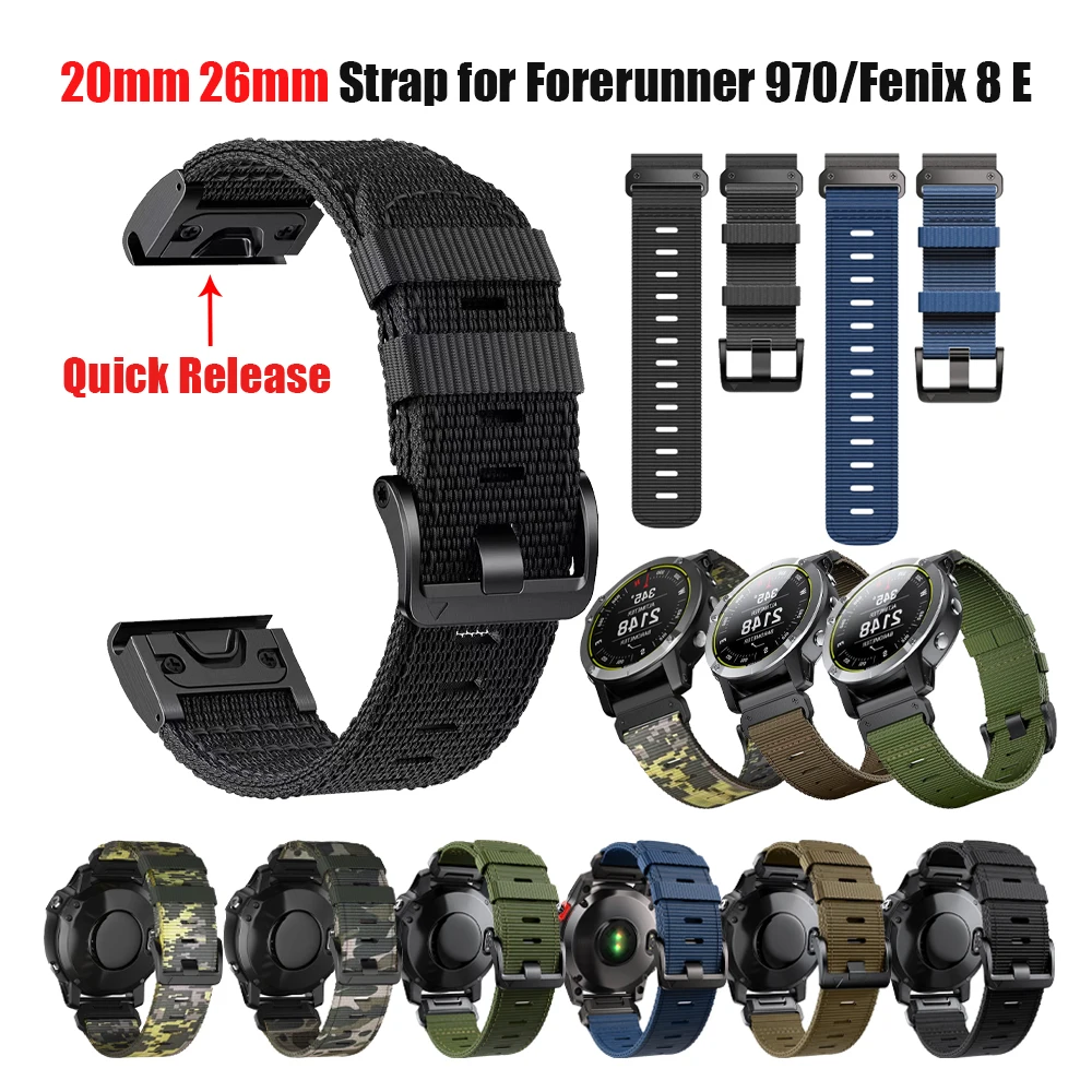 22 mm 26 mm Nylon-Uhrenarmband für Garmin Fenix 8 E 51 mm/Enduro3 Band Instinct 3 2X/Forerunner 970 QuickFit-Armband, Ersatzbänder Image