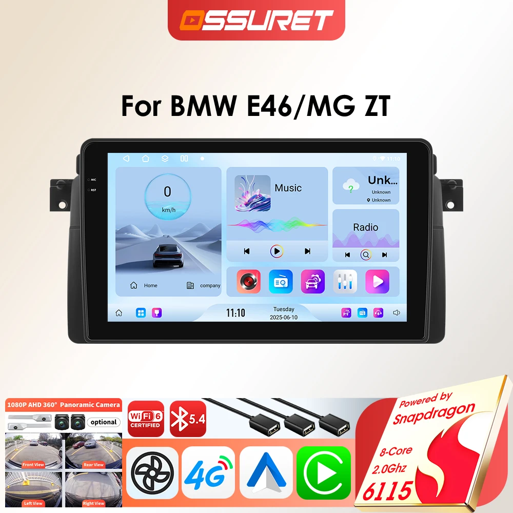6115 Auto-Multimedia-Player für BMW E46 M3 1999–2006 Carplay Android Auto 9 Zoll 2 Din GPS Navi Auto Intelligente Systeme BT 4G WLAN Image