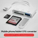 Adattatore 3 in 1 tipo C Lettore di schede di memoria SD TF OTG USB C Connettore scheda USB 2.0 per
