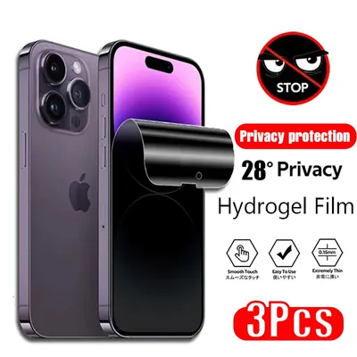 3Pcs Anti-Spy Hydrogel Film iPhone 16 15 14 13 12 11 Pro Max Privacy Screen Protectors Protective Film 14 Plus Not Glass 16E
