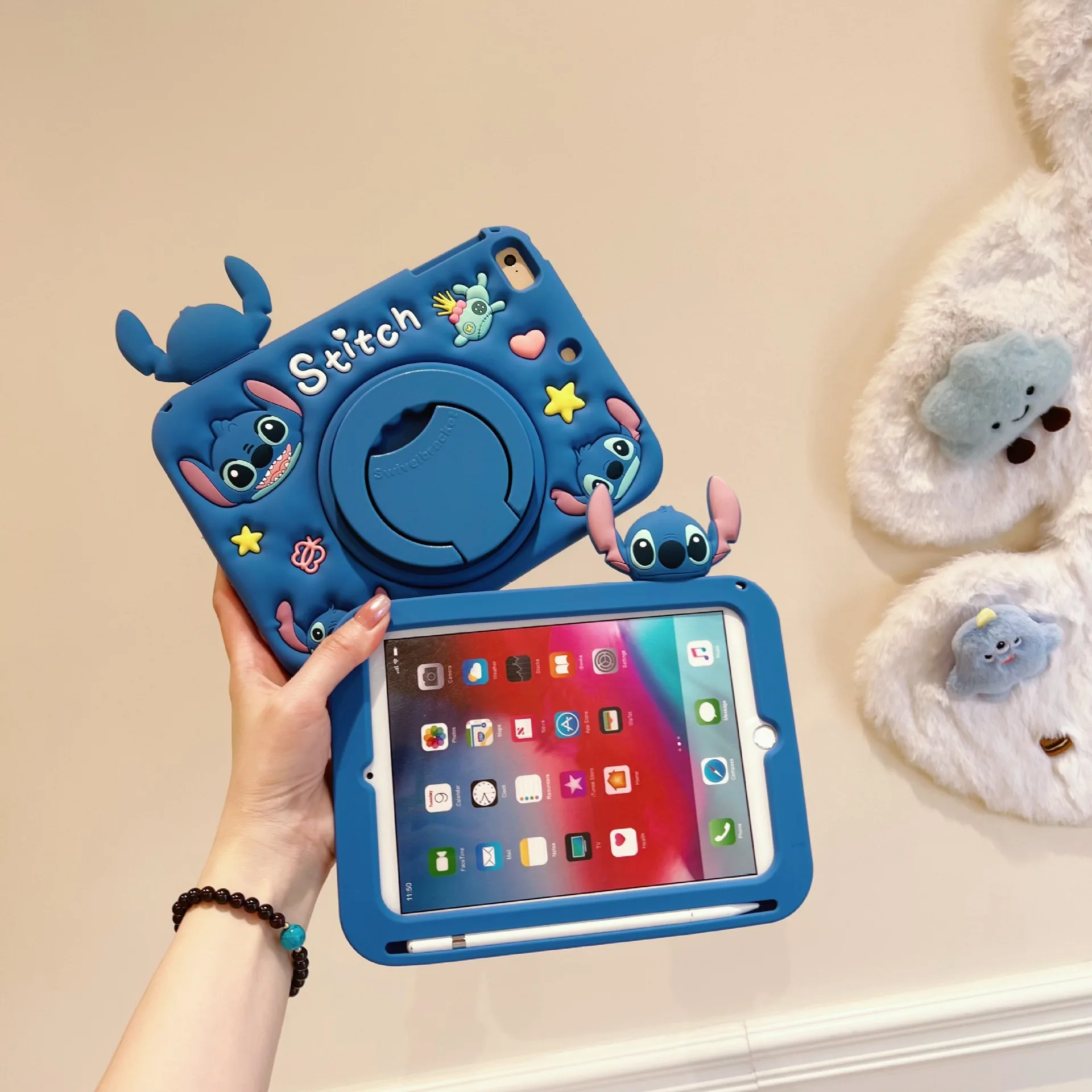 Lilo Stitch Hülle für Xiaomi RedMi Pad SE 11 Zoll, kinderfreundlich, weiches Silikon 360 ° Drehbare Ständerabdeckung für das Redmi Pad SE 11-Tablet Image