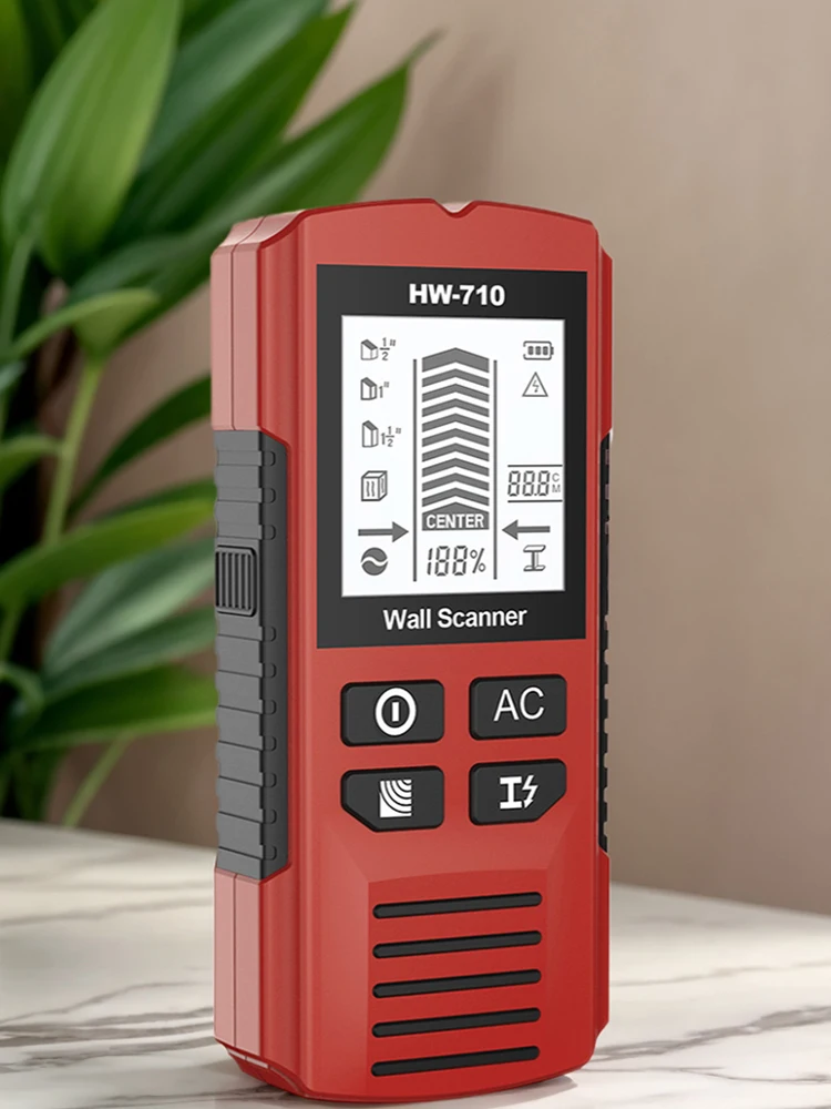6-in-1-Bolzenfinder, Wandscanner, elektronischer Bolzendetektor, Wanddetektor für die Erkennung von 1-1/2 Zoll Trockenbau-Bolzen in der Mitte Image