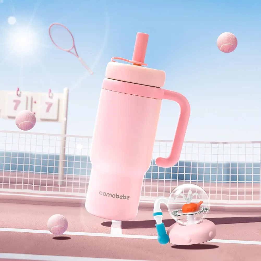 40oz Stroh doppelschichtiger isolierter Becher Edelstahl tragbarer Wasserbecher Vakuum wärmeisolierter Becher für kalte heiße Getränke Image