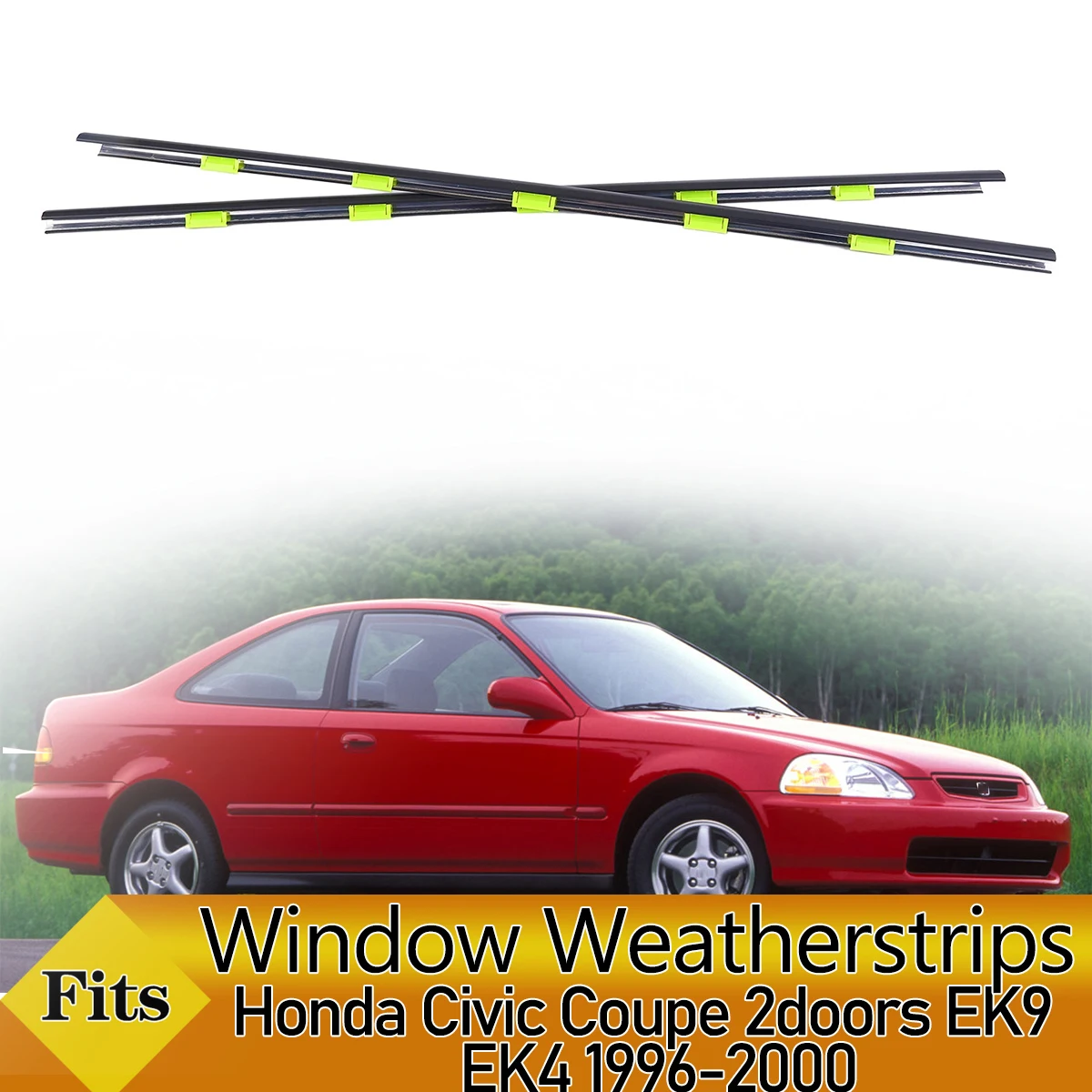 4PCS Finestre Esterne Guarnizione In Gomma Striscia di Pressione Cintura di Tenuta Modanatura Trim Per Honda Civic Coupe 2 porte EK9 EK4 1996-2000