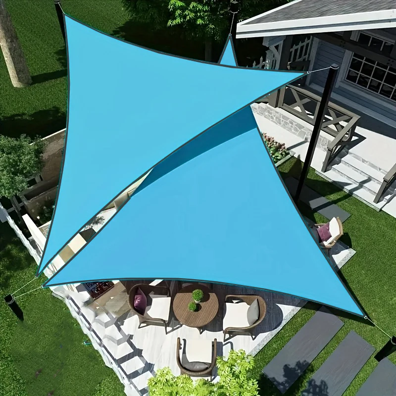 1-teiliger blauer dreieckiger Sonnenschutz für den Haushalt im Freien, sonnenbeständiges Sonnensegel, geeignet für Innenhof und Balkon im Freien Image