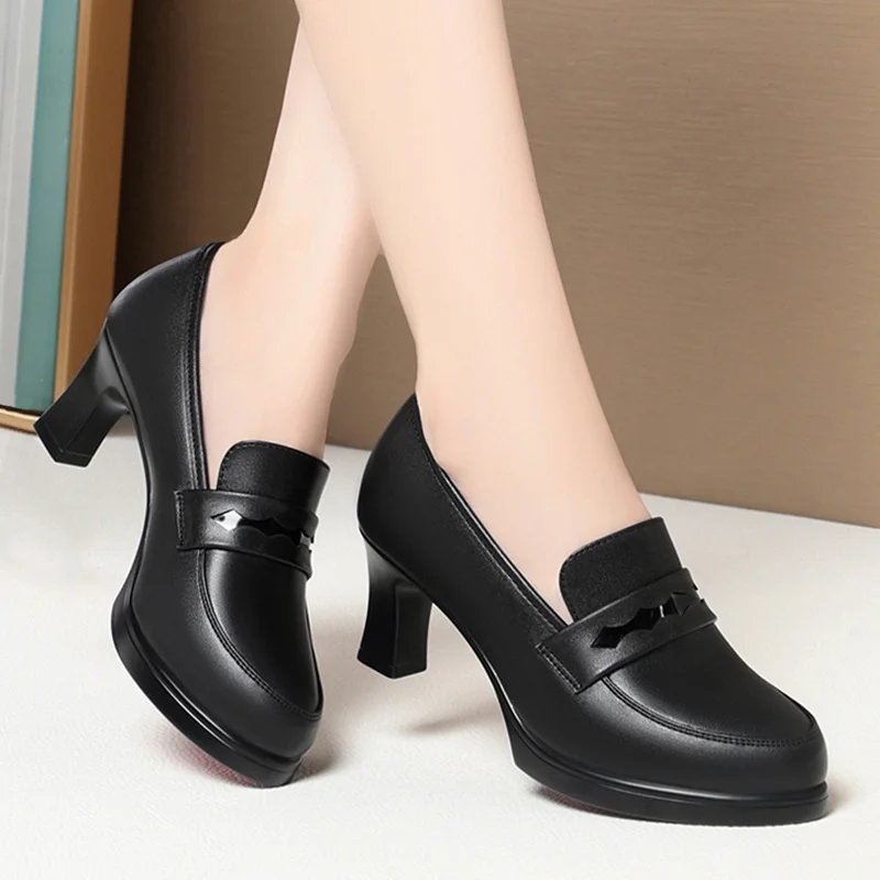 Cheongsam Schuhe High Heels Arbeitsschuhe Damen Schwarz Loafer Catwalk Damen Lederschuhe Einzelschuhe Temperament Tanzschuhe