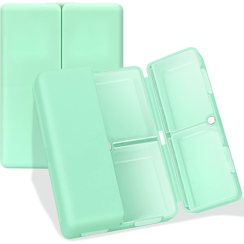 Daily Pill Organizer, 7 Compartments Portable Pill Case Travel Pill Organizer,[Folding Design] Pill Box for Purse Pocket to Hold Vitamins,Cod Liver Oil,Supplements and Medication-Clear Red
