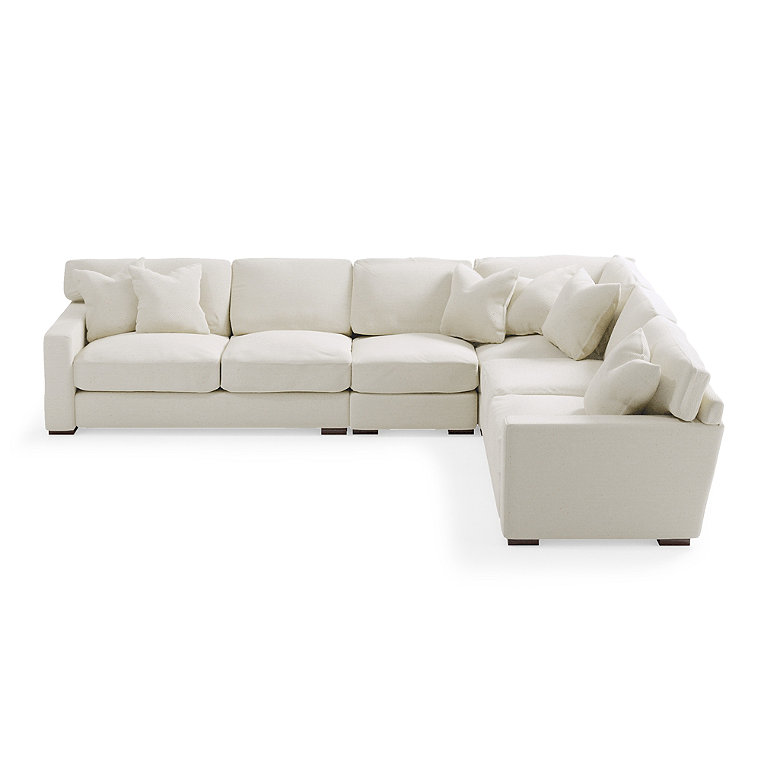 Salem Upholstered Sectional - Pre-Configured, Fabric, Fabric / 4-Pc Sectional, Crypton Chenille Nomad Snow / 4 Pc Sectional - Grandin Road