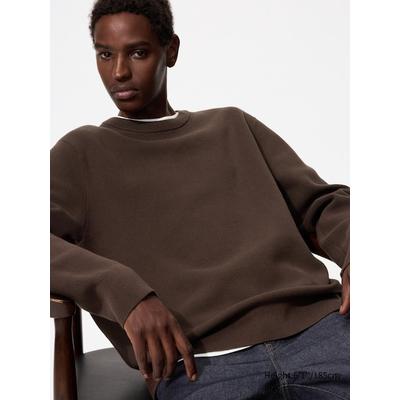Uniqlo - Washable Milano Ribbed Crew Neck Jumper - Dark Brown - XL