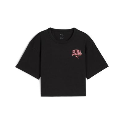 T-Shirt PUMA "CLASS TEE G", Kinder, Gr. 152, schwarz (puma schwarz), Jersey, Obermaterial: 100% Baumwolle, bedruckt, sportlich, relaxed fit kurz, Rundhals, Kurzarm, Shirts Image