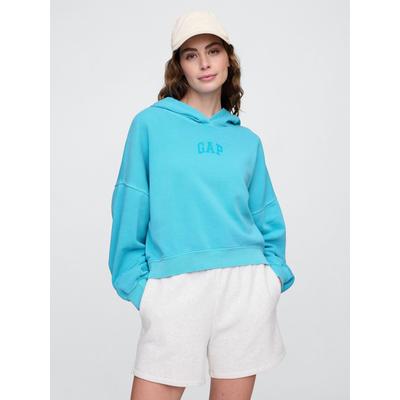 Gap Blue Neon Relaxed Mini-Logo Cropped Hoodie