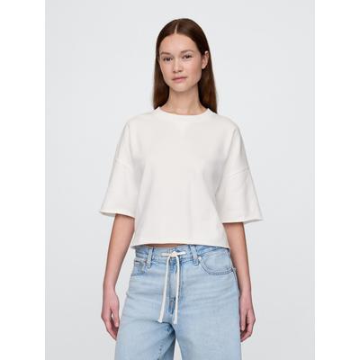 Gap White French Terry Cropped Rolled Hem Sweatshirt