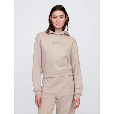 Gap Brown Relaxed Mini-Logo Cropped Hoodie