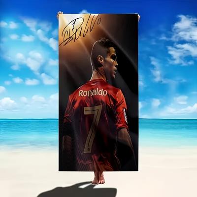 TEMU 1pc Extra Thick & Large Design Beach Towel - Super Soft Microfiber, Oversized Rectangular For Pool, Beach, Vacation - Machine Washable Summer Sports Theme Gift For Fans, Beach Accessories Image