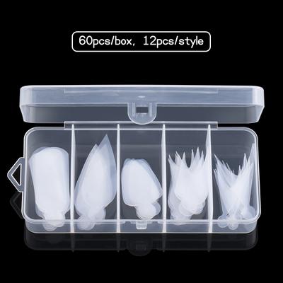 TEMU 60pcs Reusable Silicone Mold Pads, French Nail Tips Inner Mold For Builder , Nail Extension Form Guide Nail Accessories Tools Image
