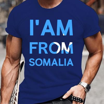 TEMU I Am From Somalia Print Tee Shirt, Comfy Outdoor Tees For Men, Casual Short Sleeve T-shirt For Summer Image
