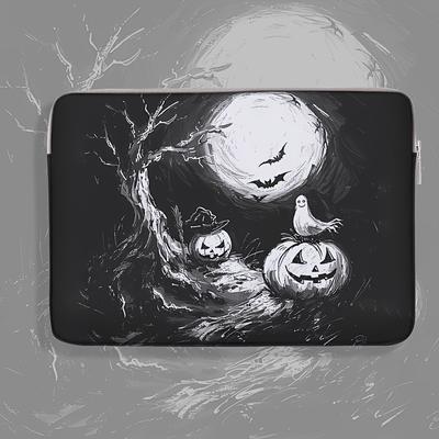 TEMU Themed Laptop Sleeve 14 Inch - Polyester Basic Computer Case With And Pumpkin Print For College & Office, Zipper Closure, Unlined, Print Laptop Briefcase Without Handle Image
