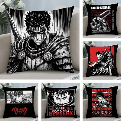 Cooler B-Berserk Anime-Kissenbezug, Plüschstoff, weicher doppelseitiger Druck, Sofa-Kissenbezug, Überwurf-Kissenbezüge Image