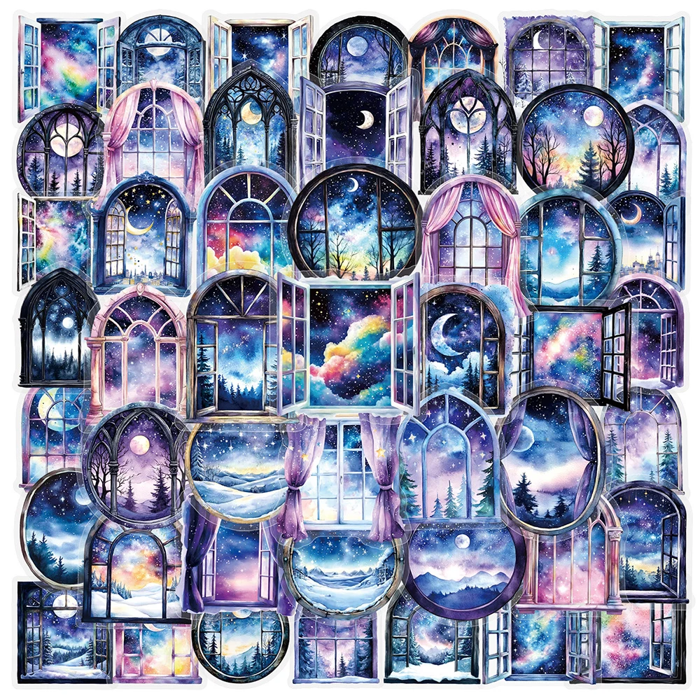 10/30/50 Stück transparente, niedliche, verträumte Fensteraufkleber, ästhetische Sternenhimmel-Aufkleber für Notebook, Telefon, Laptop, Cartoon-Aufkleber, Dekor Image