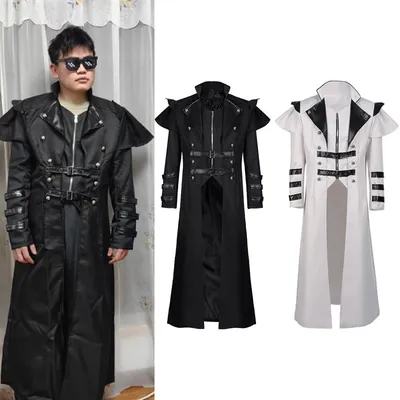 Vintage mittelalter liche gotische Cosplay Kostüm Männer Steampunk Elfen lange Jacke Erwachsenen Victoria Plus Size Mantel Leder Rüstung Halloween Image