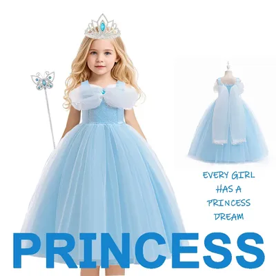 Blumenmädchenkleid Cinderella Cosplay Kostüm Mädchen Elsa Performing Ballkleid Halloween Partykleid Image