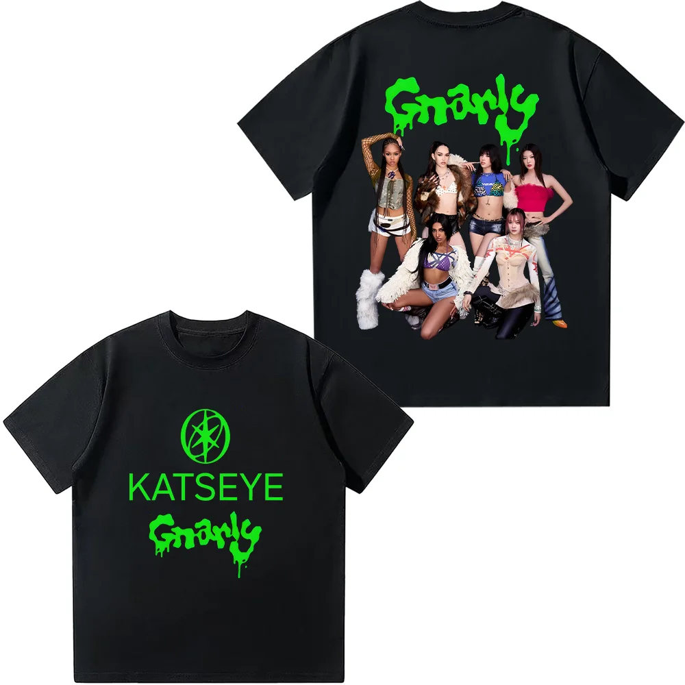 Style coréen coton T-shirts KATSEYE Gnarly graphique T-shirts été femmes hommes mode décontracté Streetwear haut à manches courtes t-shirt Y2K