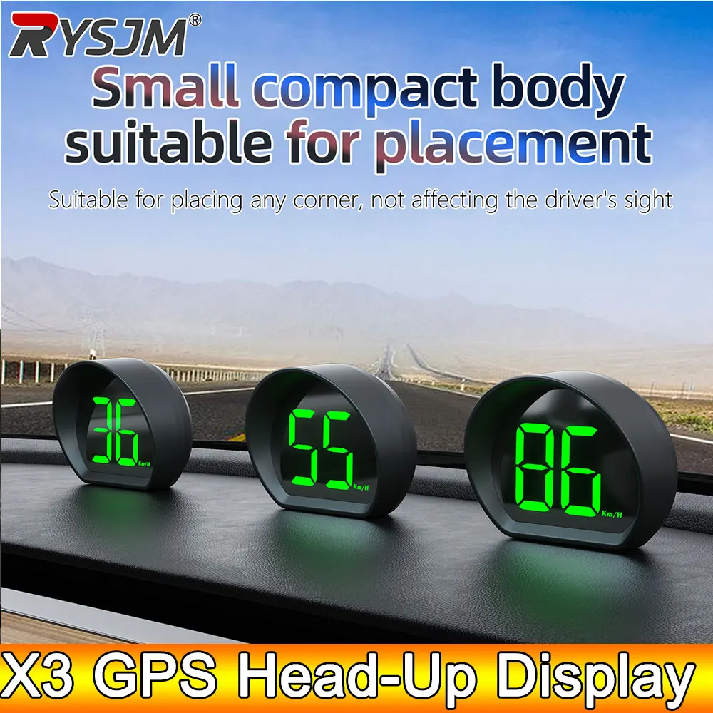 AD X3 GPS HUD Digital Tacho Head Up Display Plug Und Play Für Alle Autos Grüne Hintergrundbeleuchtung Große Schrift KMH Auto Zubehör Image