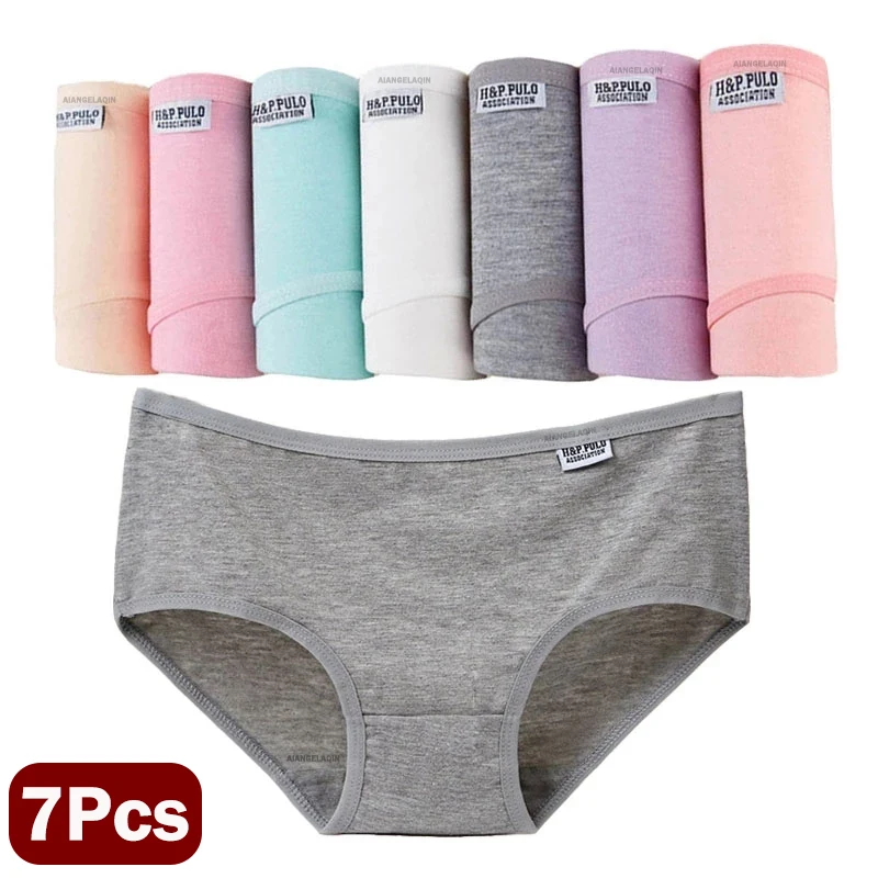7 Teile/los Plus Größe Unterwäsche frauen Höschen Baumwolle Mädchen Kurze Sexy Wäsche Shorts Unterhose Solide Panty Weibliche Intime M-4XL Image