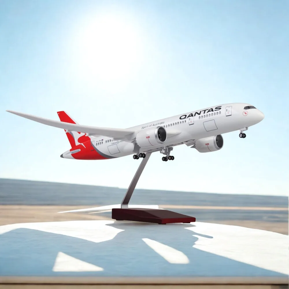 47 cm Modellflugzeug B787 Airbus Australian Airlines Qantas 787 Flugzeugmodell mit Lichtern und Rädern Wohnzimmerdekoration Image