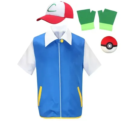 Pokemon Cosplay Anime Ash Ketchum Kleidung Männer Blaue Jacke Kostüm Jungen Mädchen Cosplay für Image