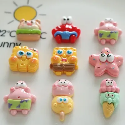 SpongeBob Schwammkopf glänzend DIY cremefarbener dreidimensionaler Aufkleber Patrick Star Wasserbecher Kühlschrank Dekoration Großhandel Image