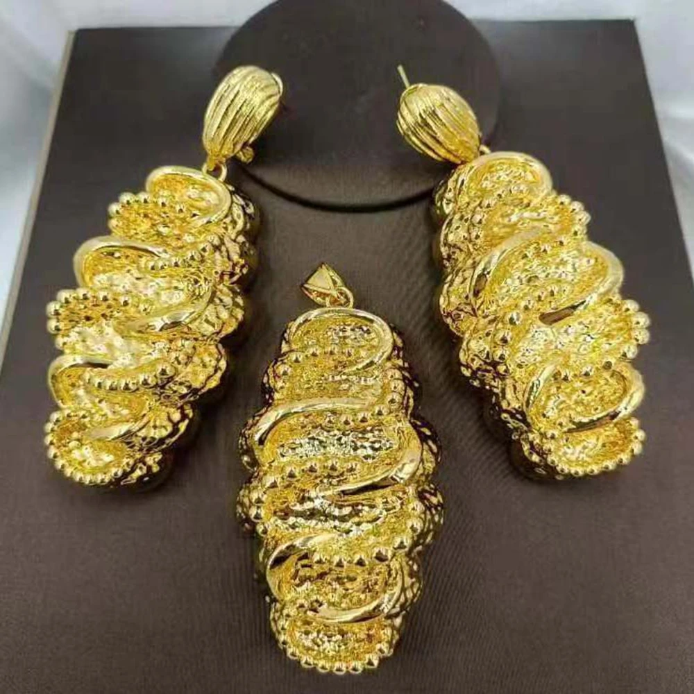 Trendiges, luxuriöses, feines, leichtes, zweiteiliges Schmuckset für Frauen, bezaubernde Kragen-Ohrringe, Hochzeit, Party, kostenloser Versand, Schmuck Image