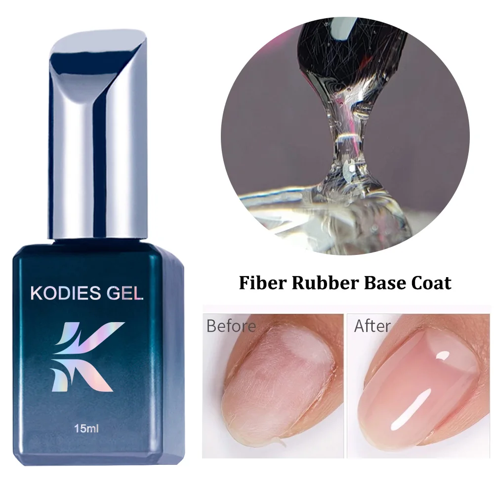 KODIES GEL Fiber Rubber Base Gel Nagellack Clear UV/LED Quick Builder Construction Gel Fiberglas Nail Art Base Coat Maniküre Image